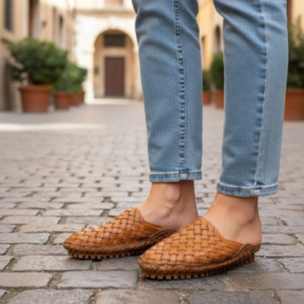 Mohinders Elegant Handwoven Leather Mule Slide Slip